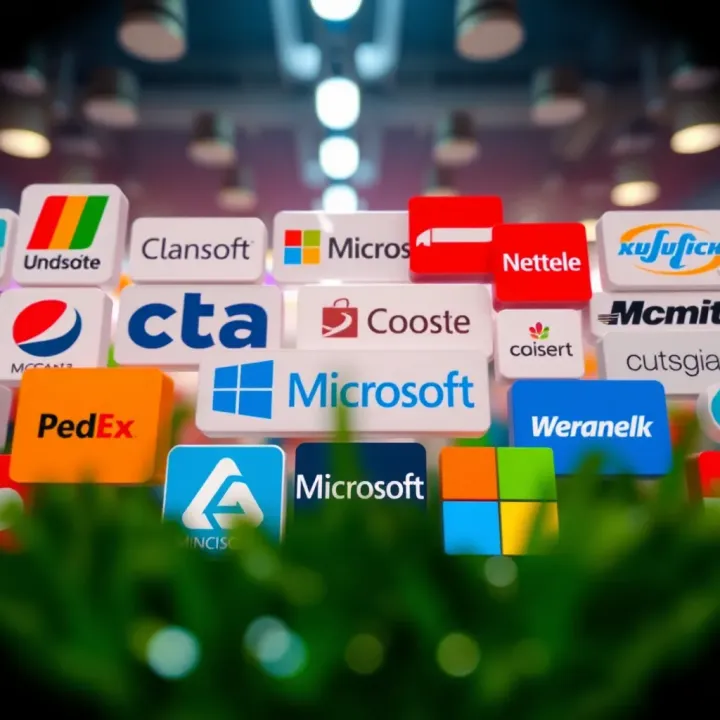 Various technology company logos representing competitors in software and cloud services against Microsoft