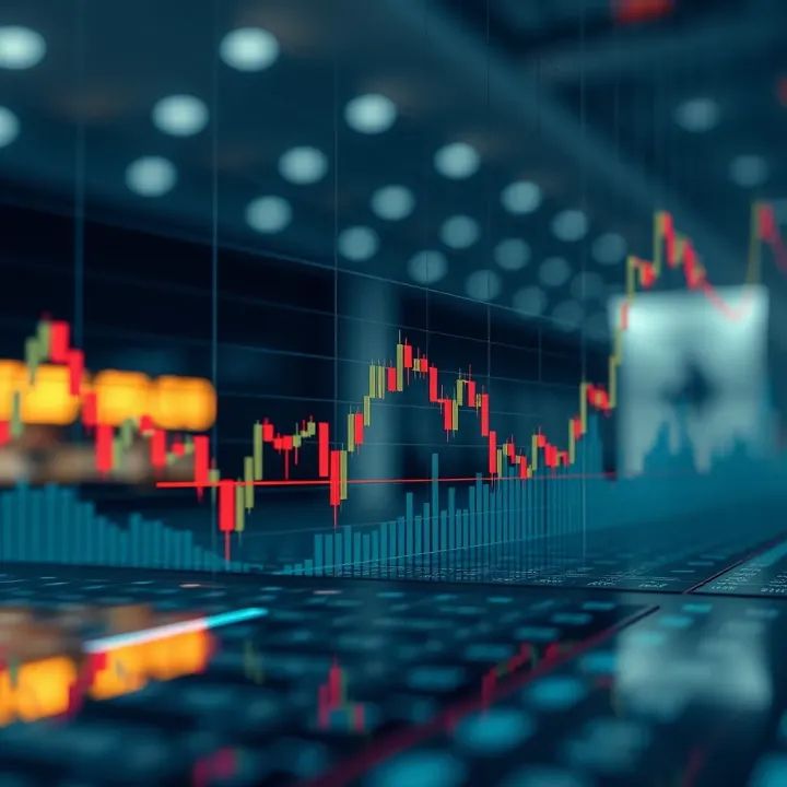 Graph illustrating sharp decline in financial index with market volatility indicators
