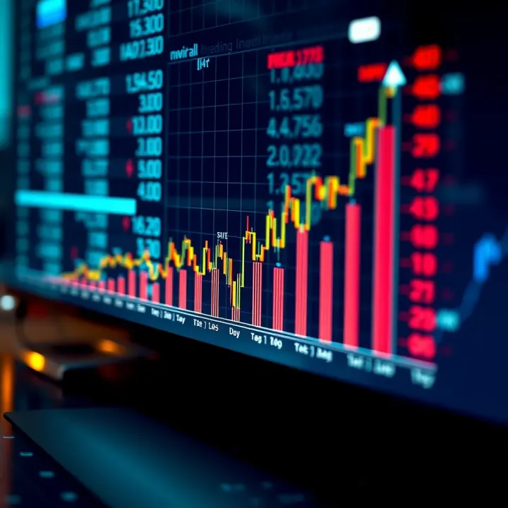 Graph showing financial growth and trading success with funded accounts