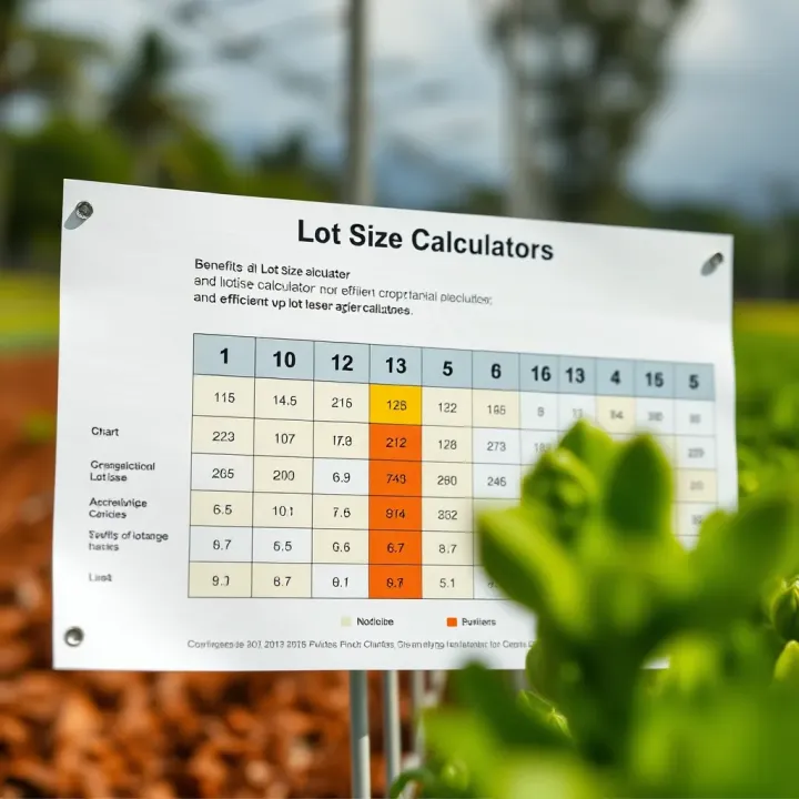 Chart showing benefits of using a lot size calculator for efficient crop planning and resource management