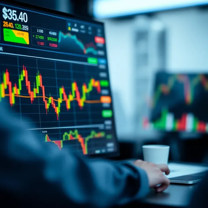 Binary options trading interface with strategic indicators highlighted