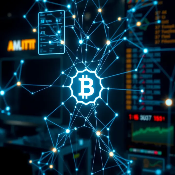 Conceptual representation of Bitcode AI technology integrating with digital networks and data streams