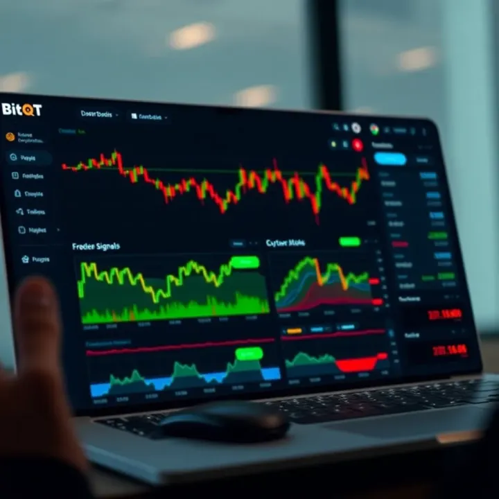 Dashboard interface showing automated cryptocurrency trading signals and analytics
