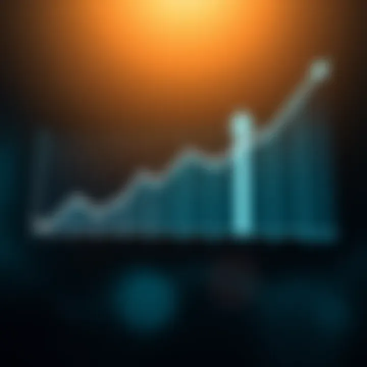 Graph illustrating the concept of binary options trading with up and down arrows representing market movement