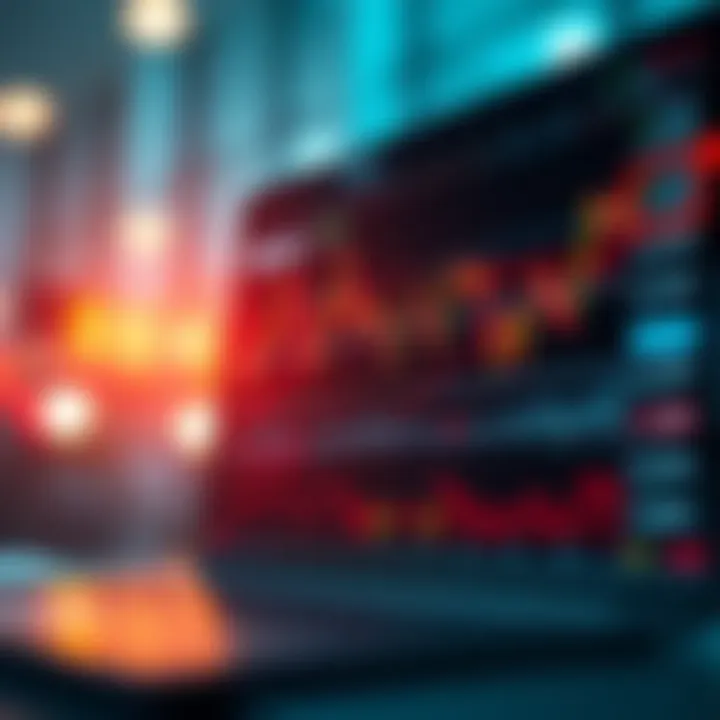 Graph displaying dynamic financial market trends with rising and falling lines