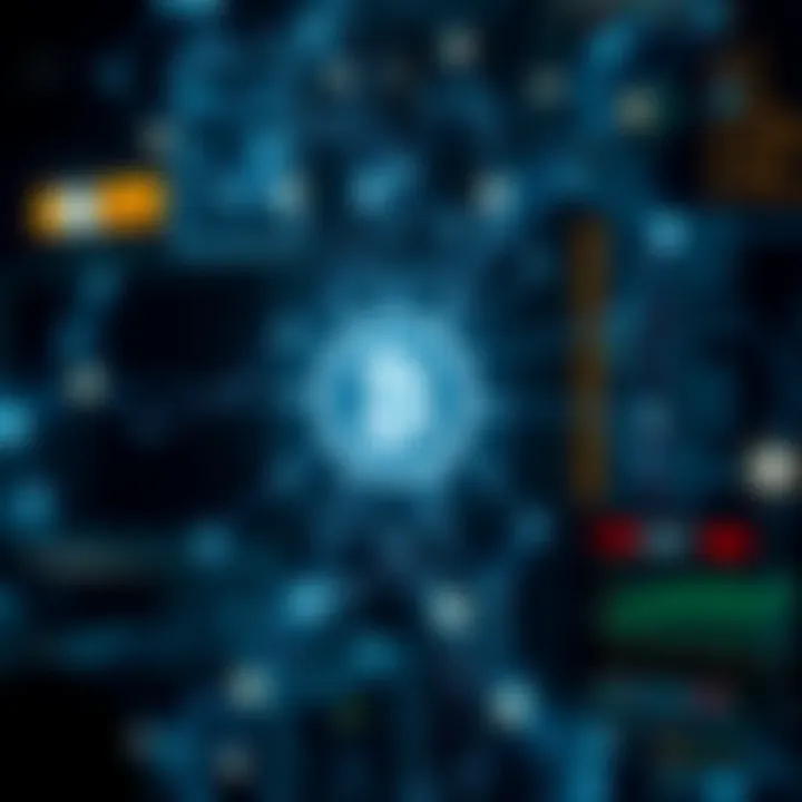 Conceptual representation of Bitcode AI technology integrating with digital networks and data streams