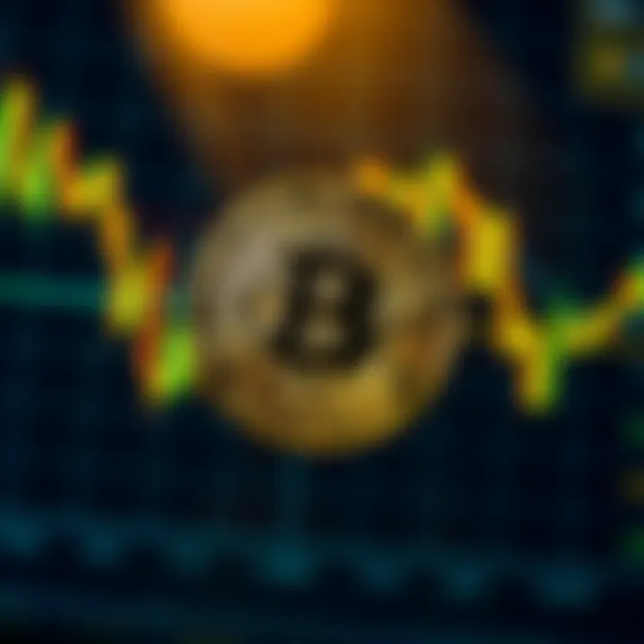 Graph displaying Bitcoin price trends with technical analysis indicators overlay