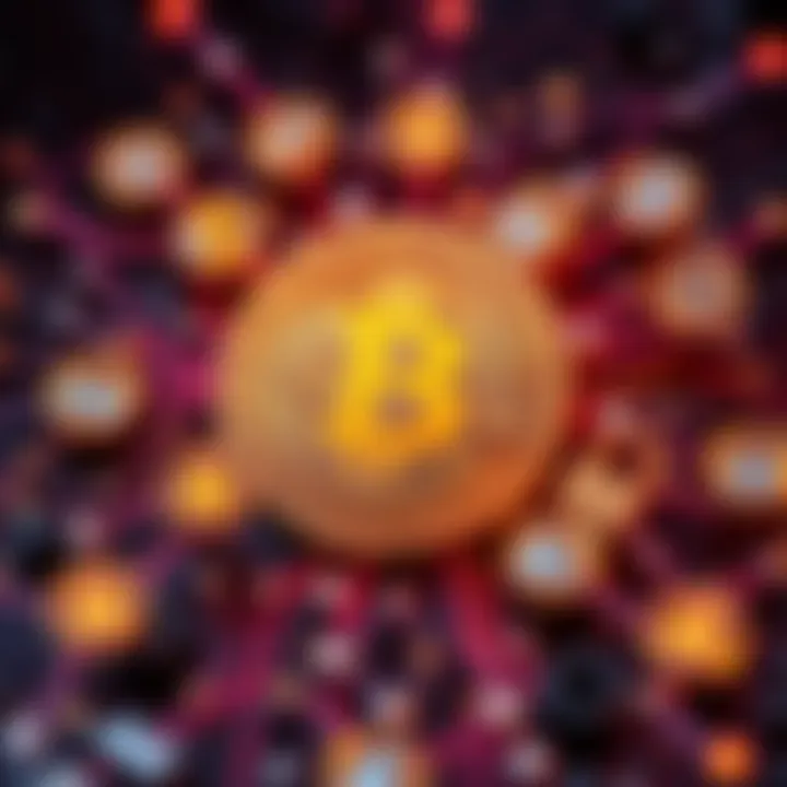 Digital representation of Bitcoin surrounded by secure technology symbols indicating blockchain security