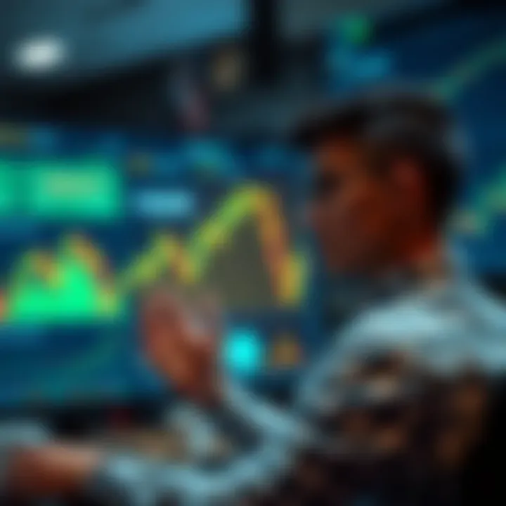 Digital interface showing financial data analysis and chatbot conversation for trading insights