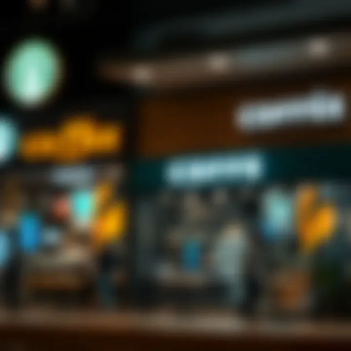 Comparison of global coffee chains competing in the market with distinct branding and store designs