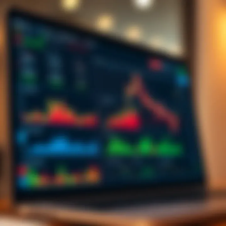 Illustration of a digital trading account dashboard showcasing various financial charts and account balances