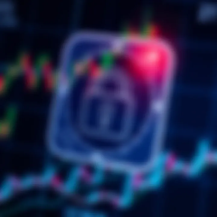Secure digital lock symbol overlaid on a financial graph highlighting trading app security and advanced functionalities