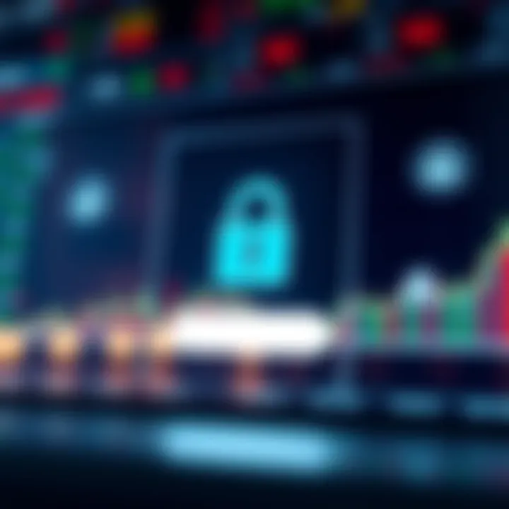 Security Measures in Trading Applications for Safe Financial Transactions Secure login screen with encryption symbols highlighting security aspects of trading apps