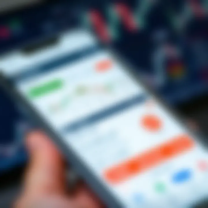 Mobile device displaying Deriv app interface with financial charts and trading options