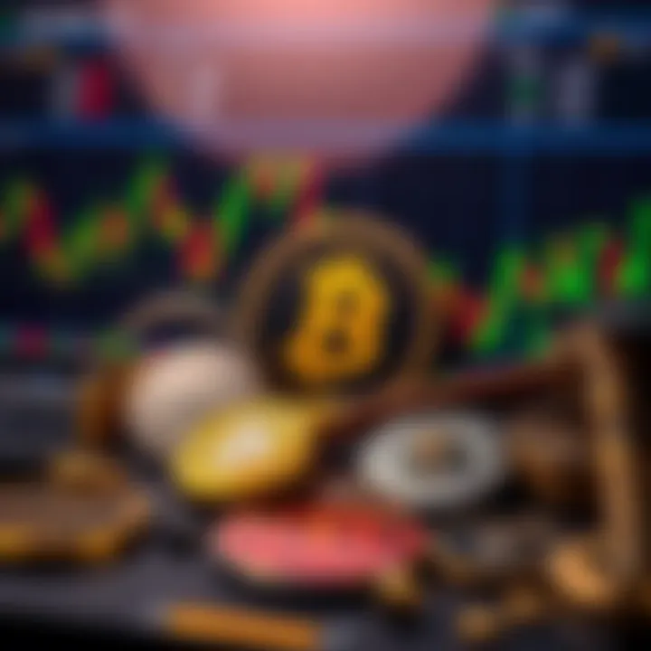 Visual representation of financial trading assets including cryptocurrencies and binary options