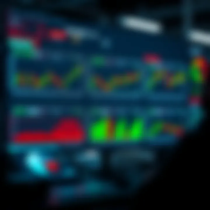 Illustration showing different types of trading brokers with charts and digital devices