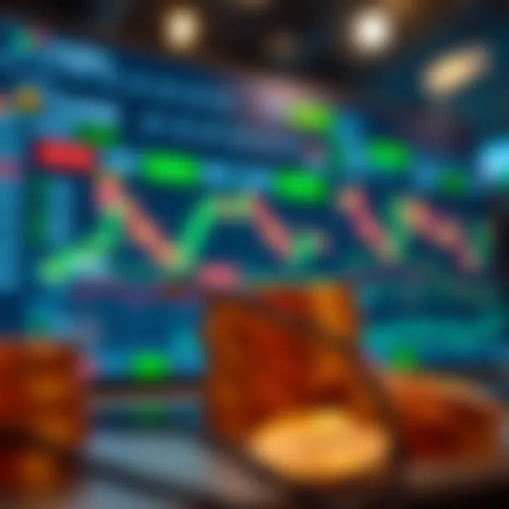 Illustration of online trading platform showing demo account dashboard and virtual funds