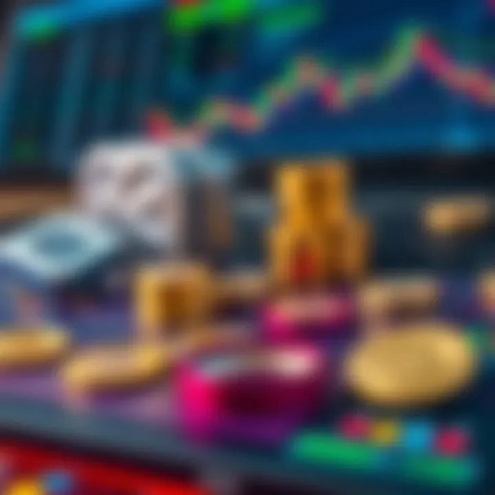 Selection of financial assets including binary options, forex, and cryptocurrencies on a digital trading platform