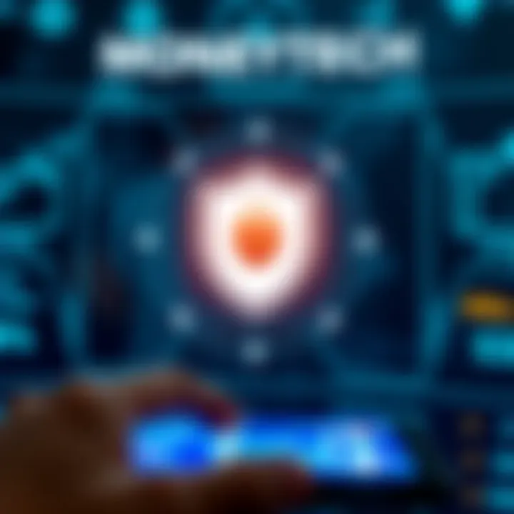 Secure digital financial transaction interface with a shield symbol