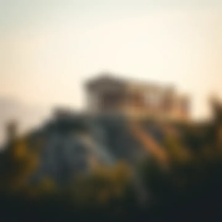 Ancient Greek temple atop Mount Olympus symbolizing mythology and cultural origins