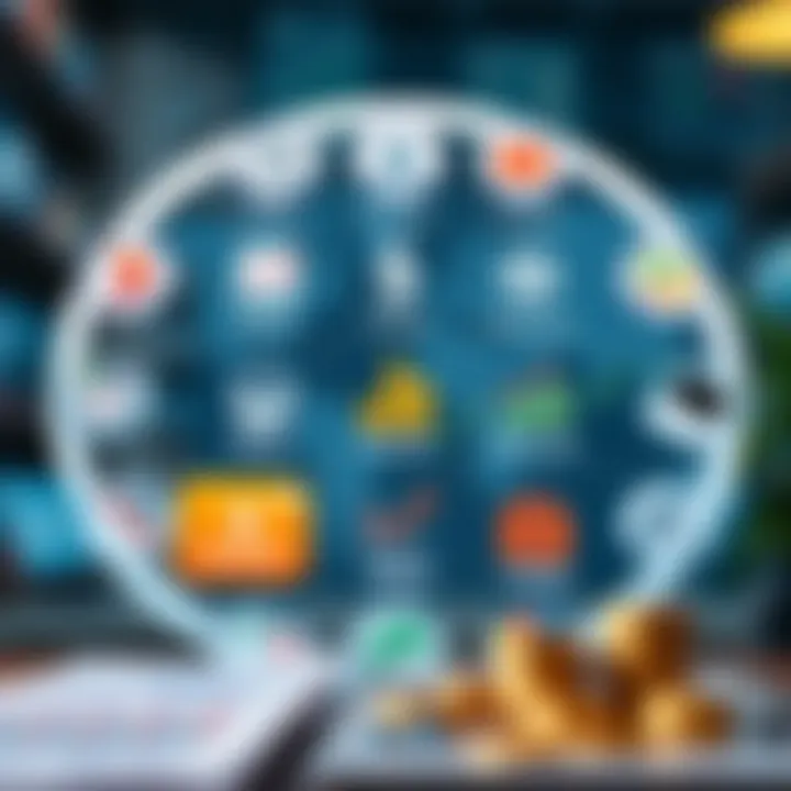 Graphic showing various financial tools and icons representing affiliate programs, contests, and educational resources for trading