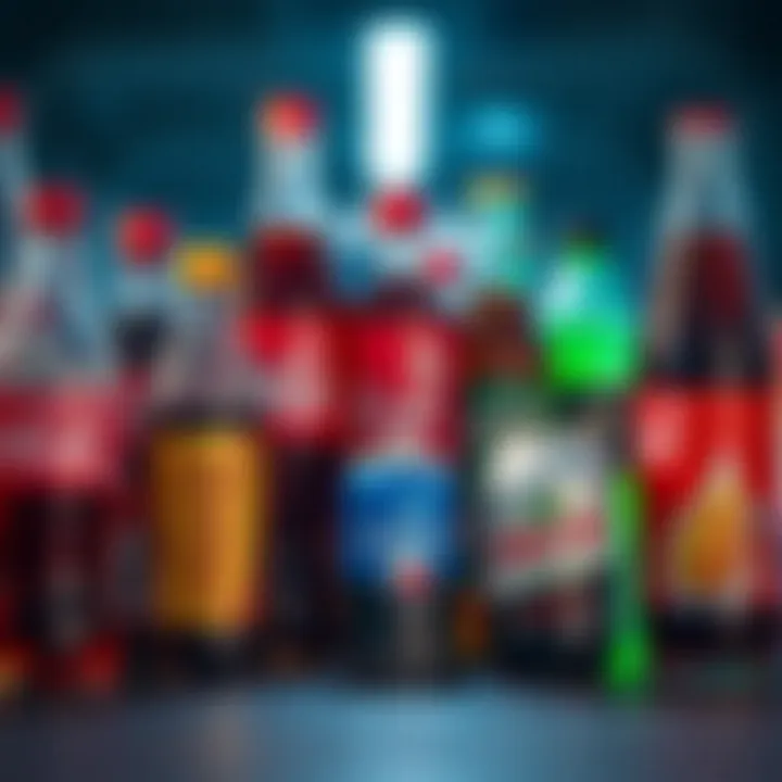 Visual representation of diverse beverage products from Coca-Cola competitors highlighting variety and innovation
