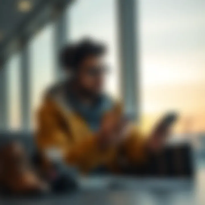 Emergency Preparedness and Personal Safety Tips Traveler using a mobile phone for emergency contact while keeping personal safety items nearby
