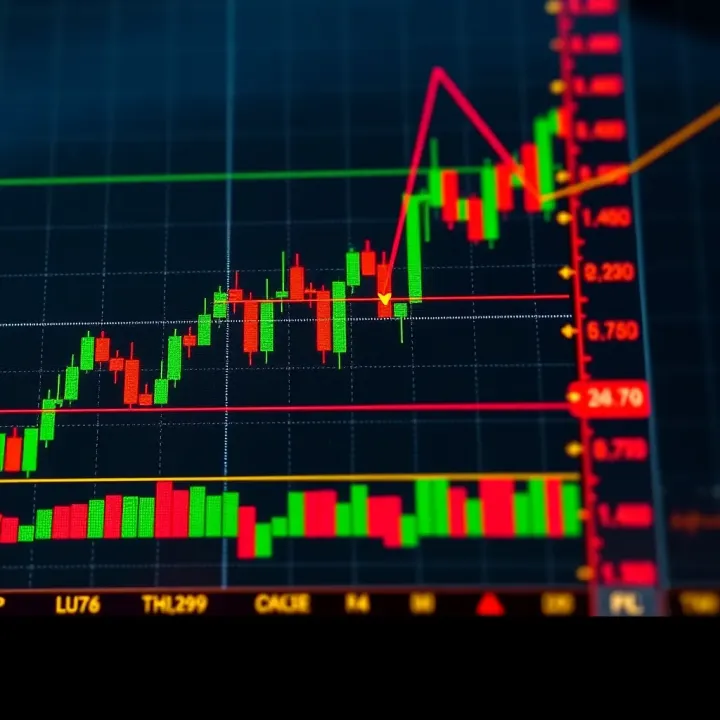 Forex trading chart showing pip movement and currency pair fluctuations