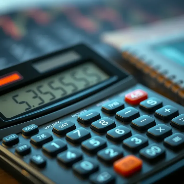 Calculator Used for Pip Computations in Trading Risk Management Calculator displaying pip calculations for currency trading risk management