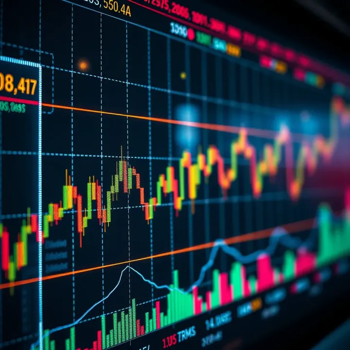 Graph displaying the fluctuations of financial market prices with indicators for CFD trading analysis