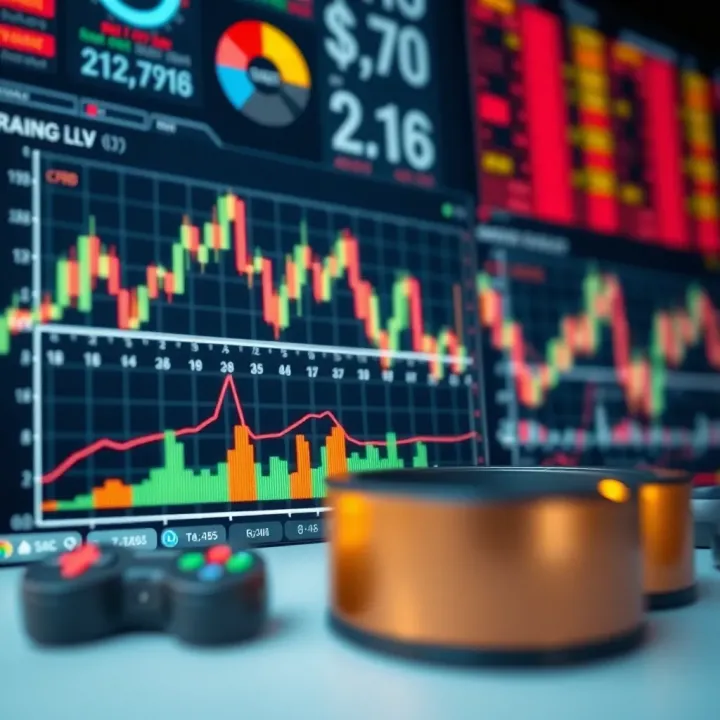 Illustration showing financial charts and graphs symbolizing CFD trading concepts