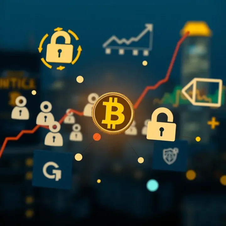 Visual representation of Colombia's regulatory environment for cryptocurrencies with security symbols and financial icons