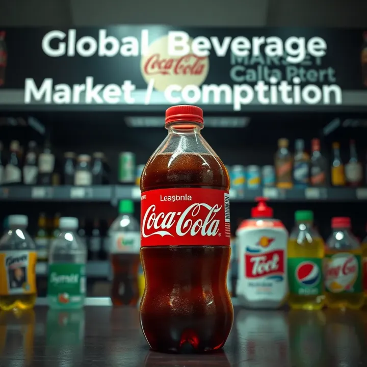 Global soft drink market competition landscape with major beverage brands and market share representation