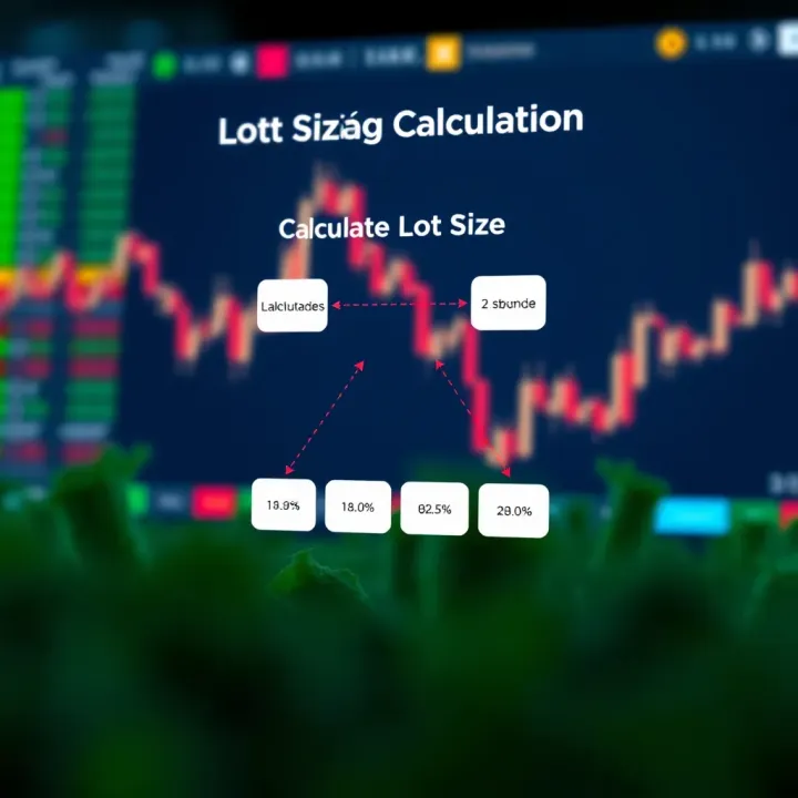 Diagram illustrating the calculation of lot size in financial index trading with risk management elements