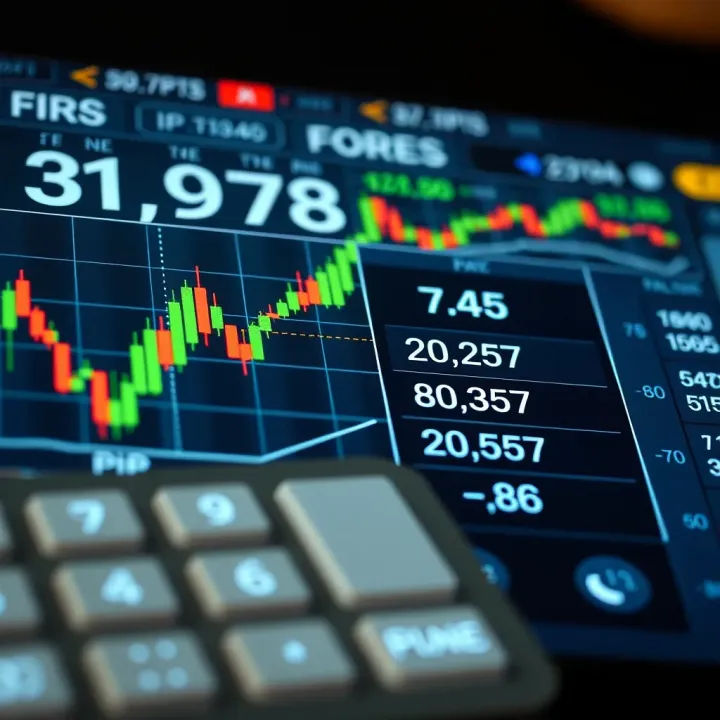Visual representation of Forex pip calculator interface displaying currency pairs and pip values