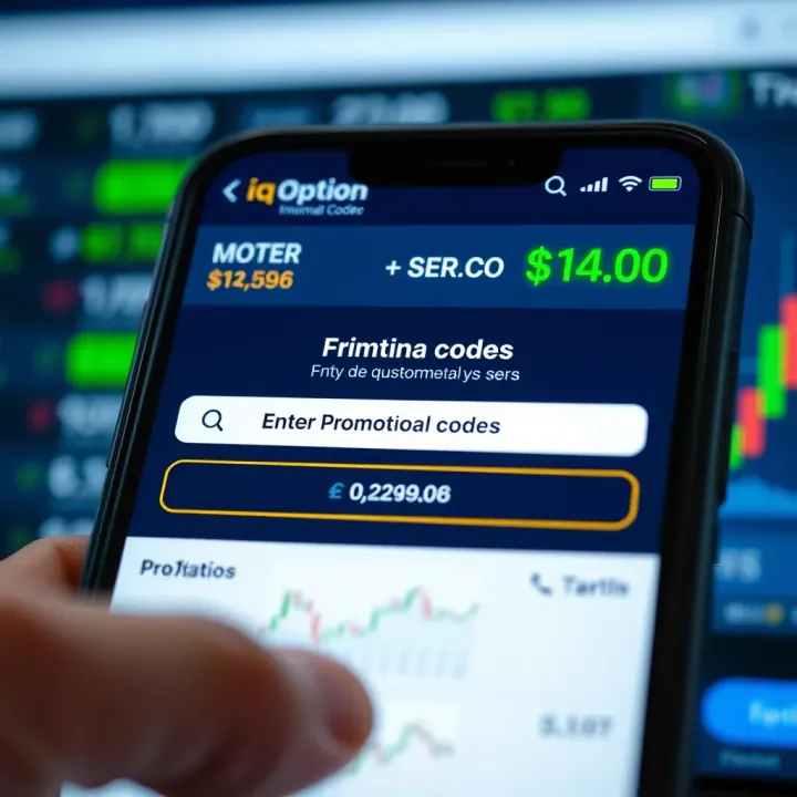 How to Enter Promotional Codes on IQ Option Platform Illustration showing promotional code entry on a mobile trading platform