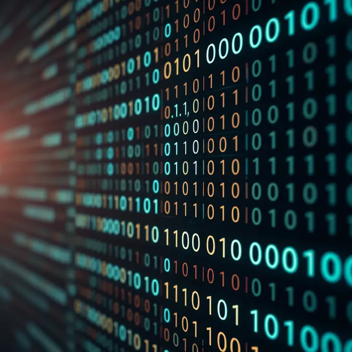 Illustration of binary data representation with sequences of zeroes and ones