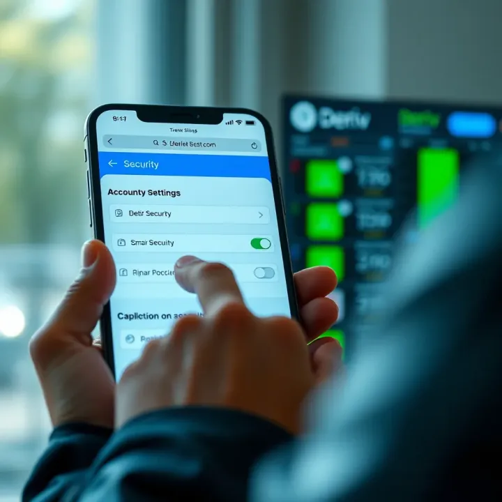 User setting up security features and account preferences within the Deriv app