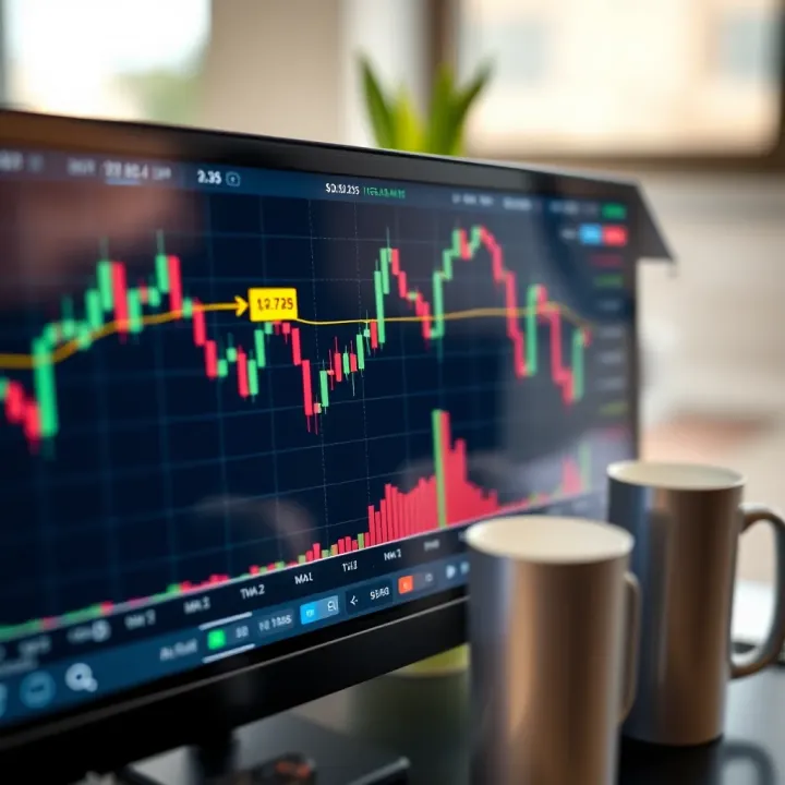 Graph displaying currency price fluctuations highlighting pip changes on a candlestick chart