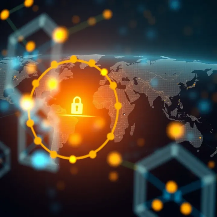 Secure financial regulation icons with global market connectivity symbols