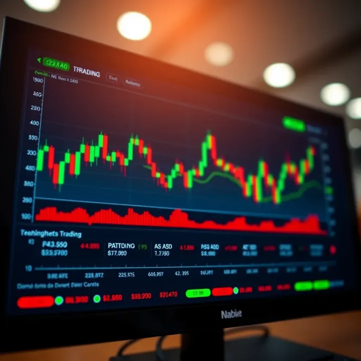 Graph displaying simulated trading performance on a demo trading platform interface