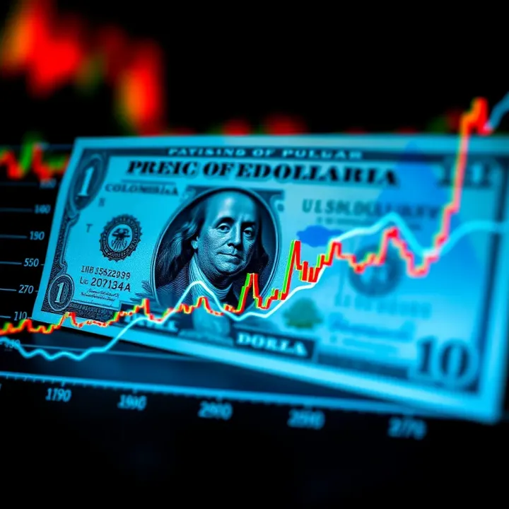 Graph showing exchange rate fluctuations between US dollar and Colombian peso
