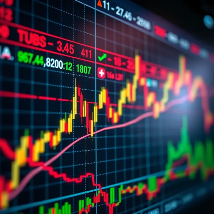 Graph displaying forex signals with currency exchange rates and indicators on a digital trading platform
