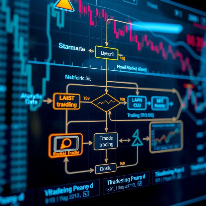 Algorithmic Flow of a Trading Bot in Financial Markets Diagram illustrating the algorithmic flow of a trading bot interacting with financial market data