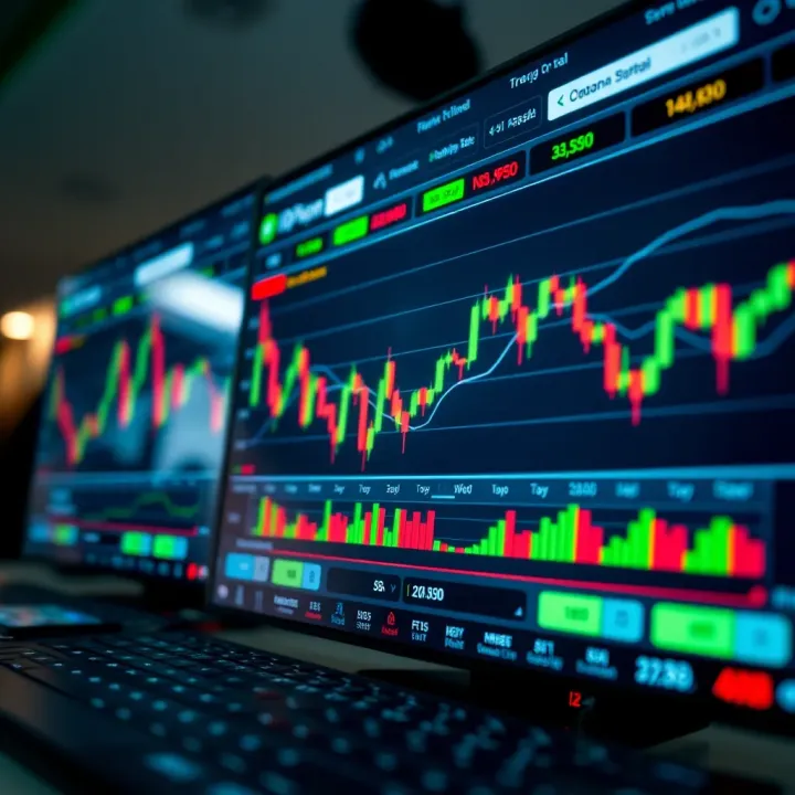 User interface of IQ Option trading platform displaying Colombian Peso currency options and trading charts