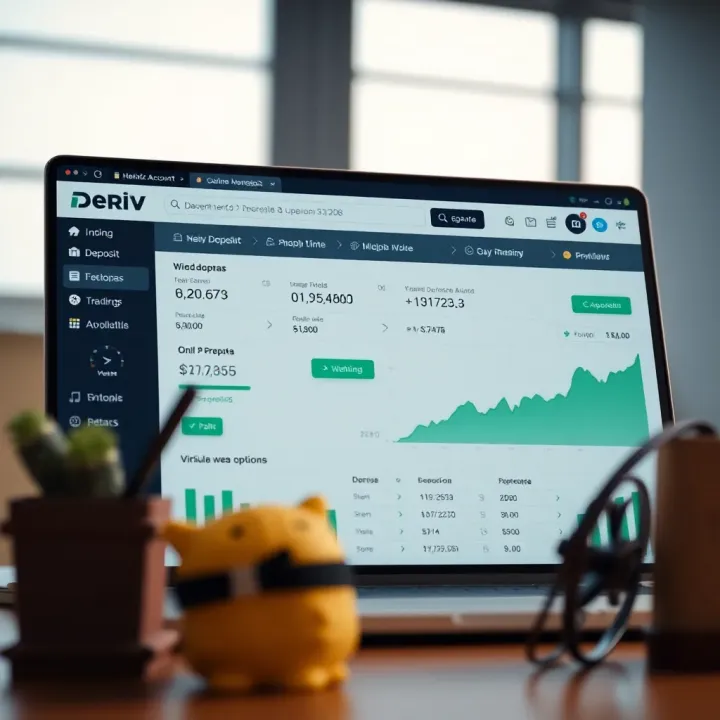 Dashboard showing financial account balance, deposit and withdrawal options on an online trading platform