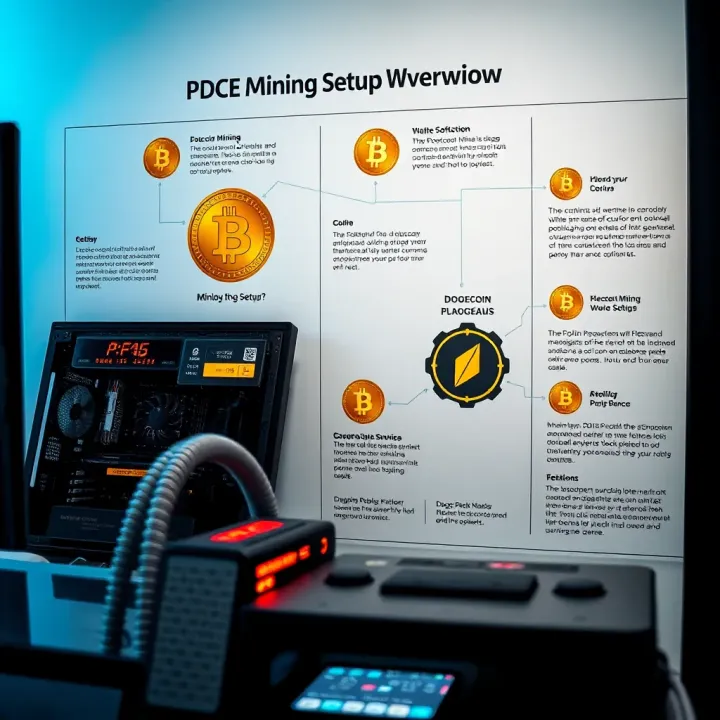 Diagram illustrating Dogecoin mining workflow with hardware and software components