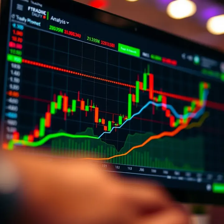 Chart displaying upward trend with technical indicators on IQ Option trading platform