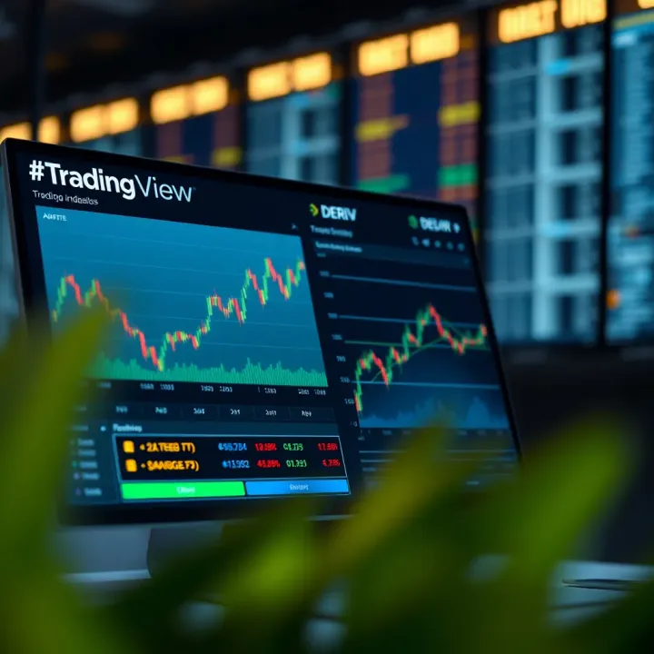 Interface showing integration between TradingView and Deriv for trading synthetic indices
