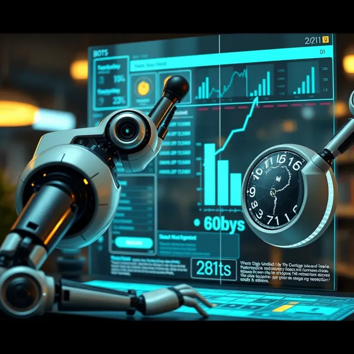 Digital interface showcasing automated bots interacting with Colombian business sectors